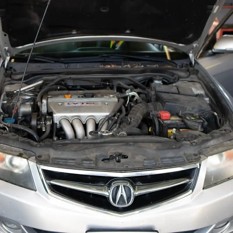 Car engine after radiator service